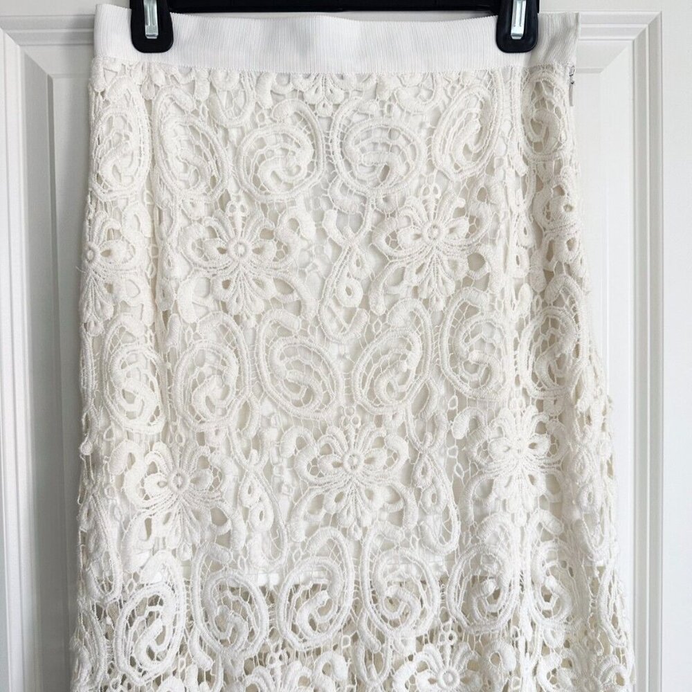 Women's NWT MIGUELINA White Celine Floral Crochet Lace Maxi Skirt Size S